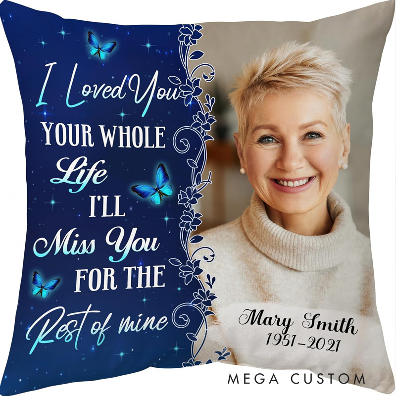 Personalized Memorial Photo Pillow Double-Sided Printed Gifts for Loss of Loved One in Heaven Remembrance Gifts
