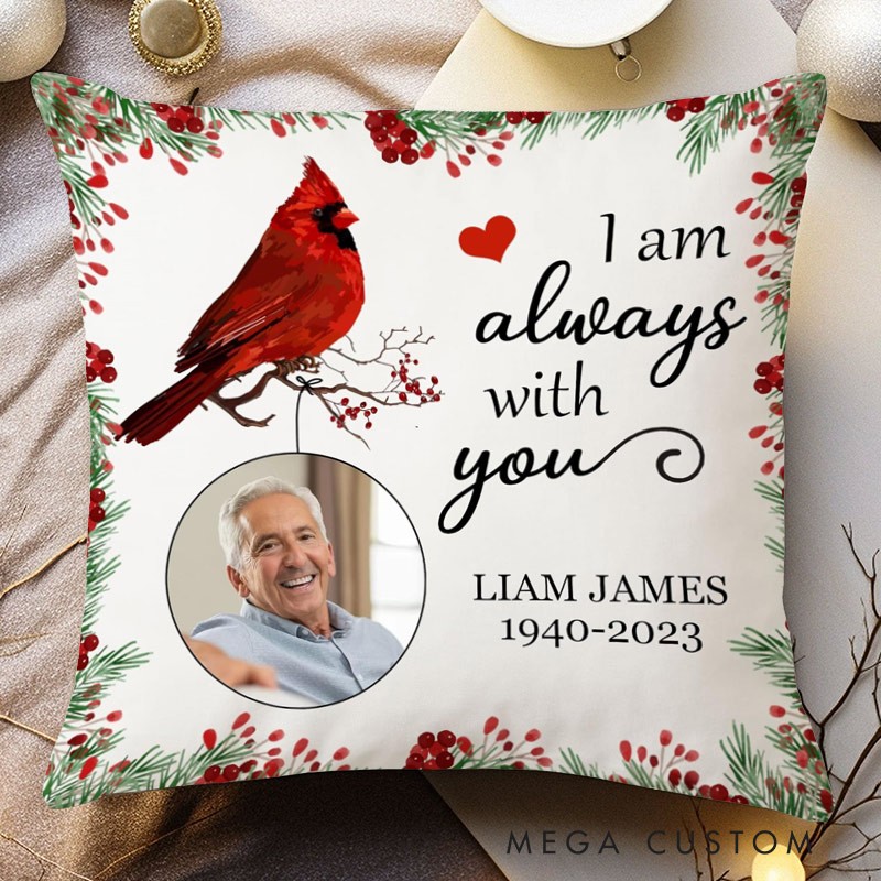 Personalized Memorial Cardinal Photo Pillow Double-Sided Printed Gifts for Loss of Loved One in Heaven Remembrance Gifts