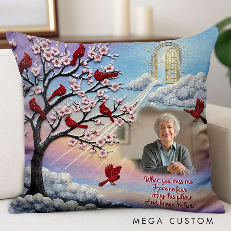 Personalized Memorial Photo Pillow Double-Sided Printed Graphic 3D Print Pillow Gifts for Loss of Loved One in Heaven Remembrance Gifts