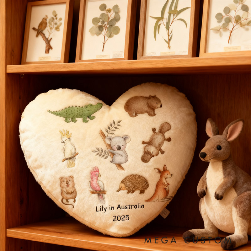 Personalized Heart of Australia Wildlife Pillow Graphic 3D Print Pillow for Travel Lovers