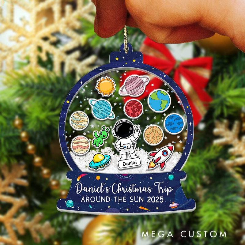 Personalized Astronaut Space Shaker Ornament Outer Space Ornament Solar System Kids Christmas Keepsake Xmas Gift for Kids