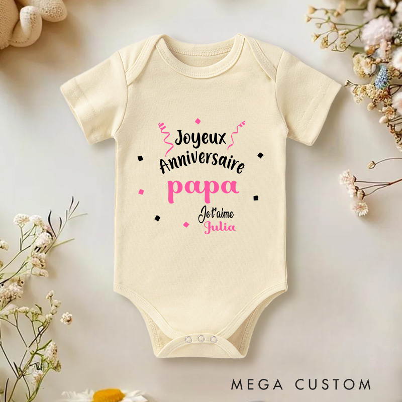 Personalized Personalization Happy Birthday Dad I Love You Baby Onesie New Baby Girl Boy Gift