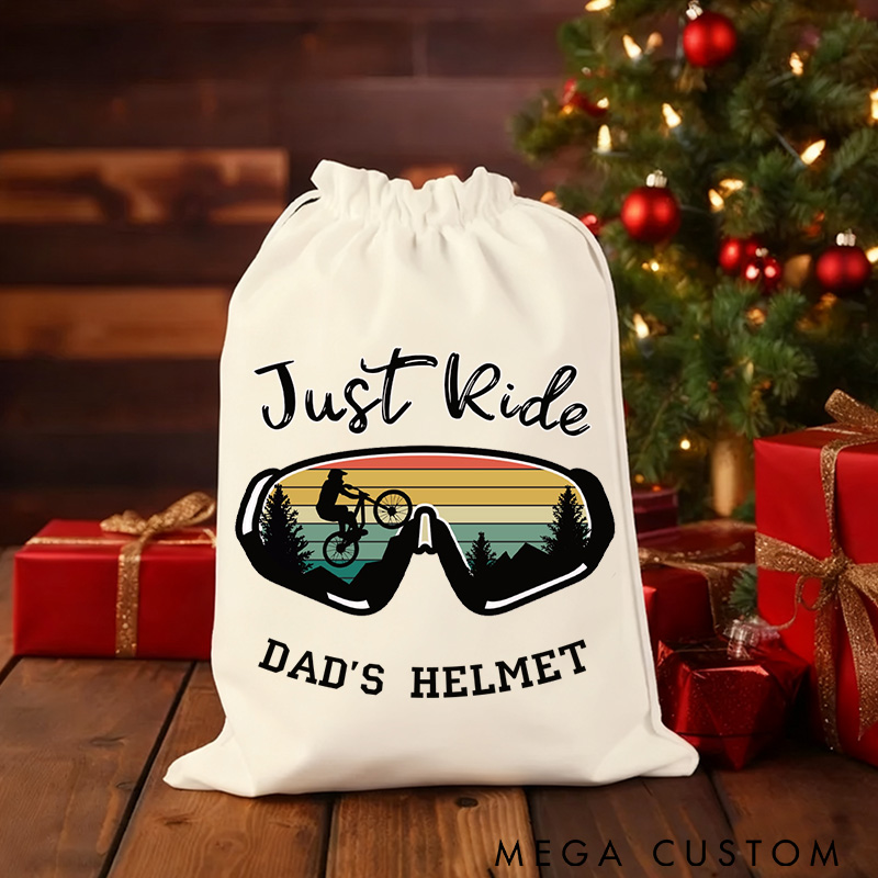 Personalized Merry Christmas Sack Family Christmas Gift Wrap Bag Helmet Bag Cycling Gift Bag Fathers Day Cycling Gift Cotton Cycling Kit Sports Bag Gift for Cyclist Bicycle Biker Riding Lovers