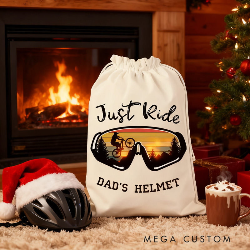 Personalized Merry Christmas Sack Family Christmas Gift Wrap Bag Helmet Bag Cycling Gift Bag Fathers Day Cycling Gift Cotton Cycling Kit Sports Bag Gift for Cyclist Bicycle Biker Riding Lovers