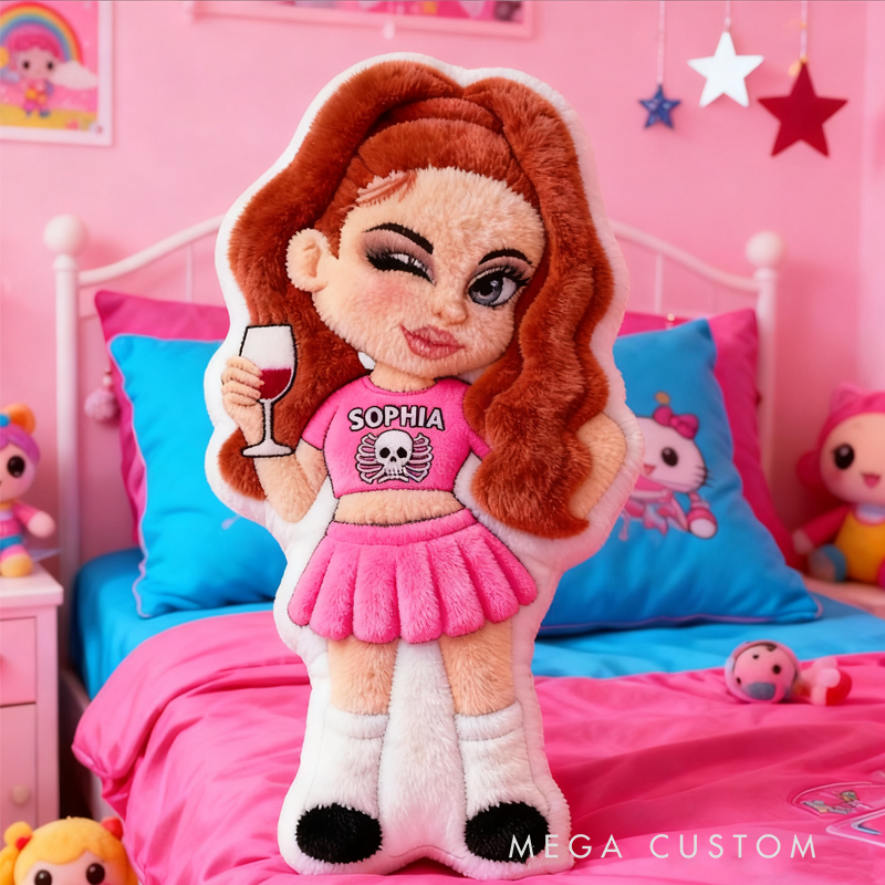 Personalized Y2K Style Cartoon Character with Name Graphic 3D Print Pillow Christmas Gift for Kids Birthday Gift