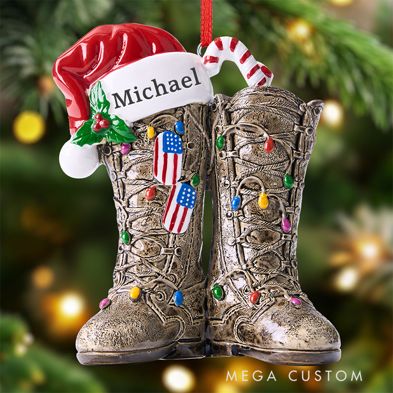  Personalized Military Boots Christmas Ornament Custom Name Boots Resin Christmas Ornament Xmas Gift