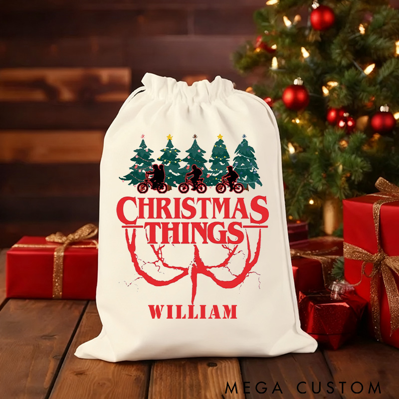 Personalized Merry Christmas Things Sack Family Christmas Gift Wrap Bag Cycling Gift Cotton Kids Friendship Cycling Kit Sports Bag Gift for Cyclist Bicycle Biker Riding Lovers