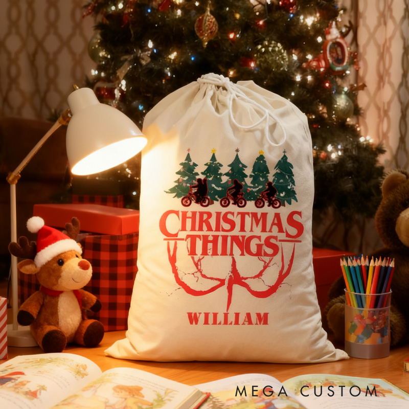 Personalized Merry Christmas Things Sack Family Christmas Gift Wrap Bag Cycling Gift Cotton Kids Friendship Cycling Kit Sports Bag Gift for Cyclist Bicycle Biker Riding Lovers