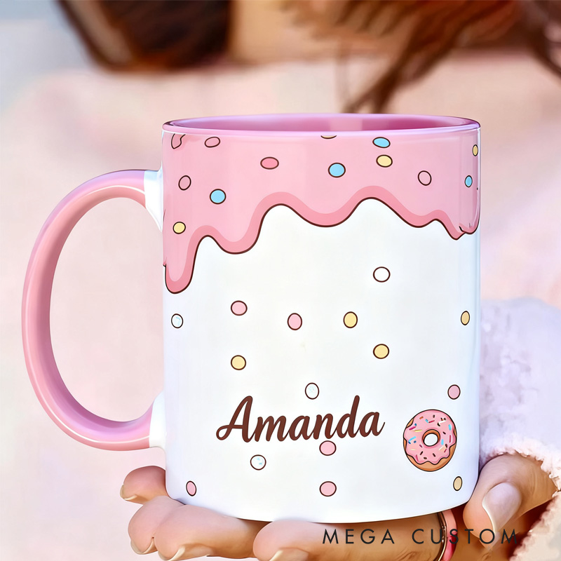 Personalized Donut Mugs Custom Donut Coffee Mug with Name Baking Lover Gifts Coffee Cup for Kids Christmas Gift