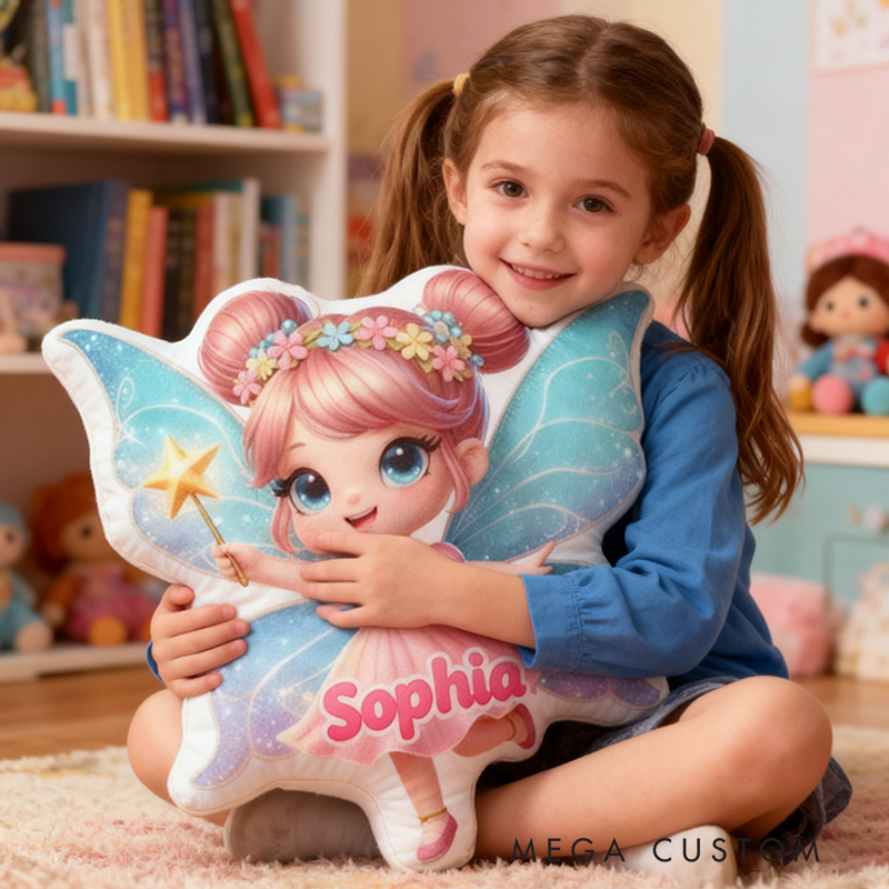 Personalized Name Pink Princess Christmas Gift Pillows Adorable Whimsical Design Graphic 3D Print Pillow for Kids