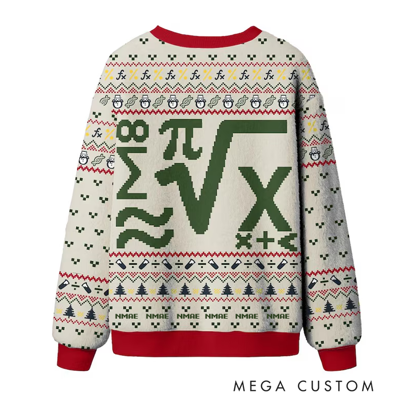 Personalized Math Equation Ugly Christmas Sweater Geek Holiday Jumper Funny Xmas Gift for Nerds