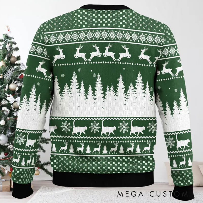 Personalized Funny Cat Ugly Christmas Sweater Cat Meme Xmas Sweatshirt Christmas Gift Idea for Geek
