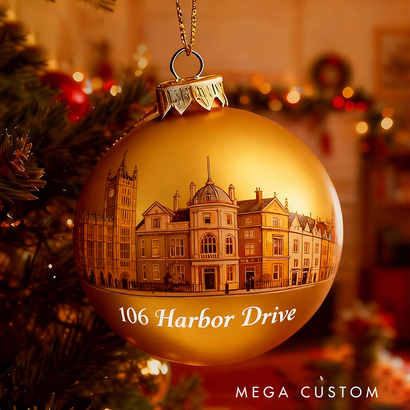 Personalized Christmas Ball Ornament Custom Address Holiday Decoration Classic Christmas Tree Bauble Keepsake for Home Decor Christmas Gifts