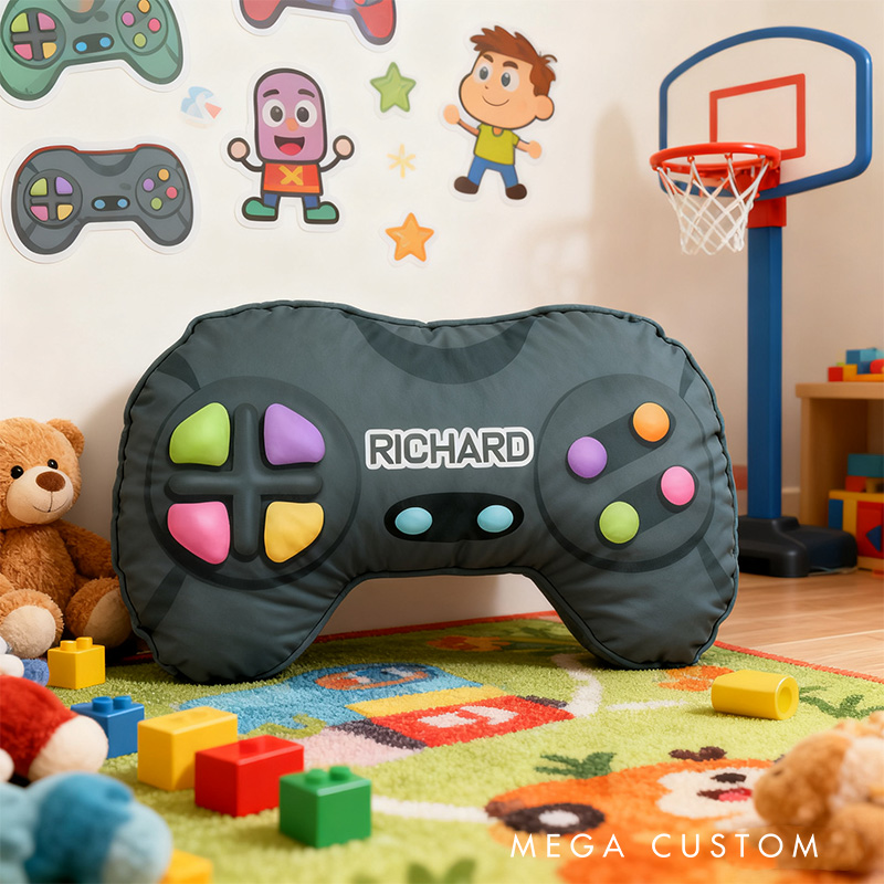 Personalized Graphic 3D Print Gamer Cute Controller Shaped Pillow for Game Lovers Plush Pillow Christmas Gift for Kids