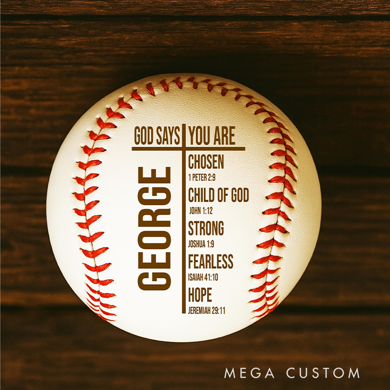 Personalized God Says You are Scripture Baseball with Name Engraved Leather Christian Gift Religious Gift for Sport Lovers Baseball Lovers Gift
