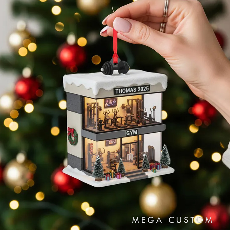 Personalized Gym Hanging Ornament Holiday Tree Ornament Fitness Fan for Gym Lovers