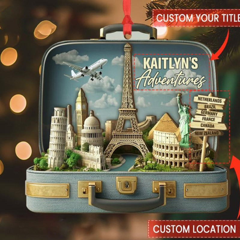 Personalized Travel Adventure Ornament Traveling Destination Traveling Ornament Travel Christmas Gifts for Travel Lovers 