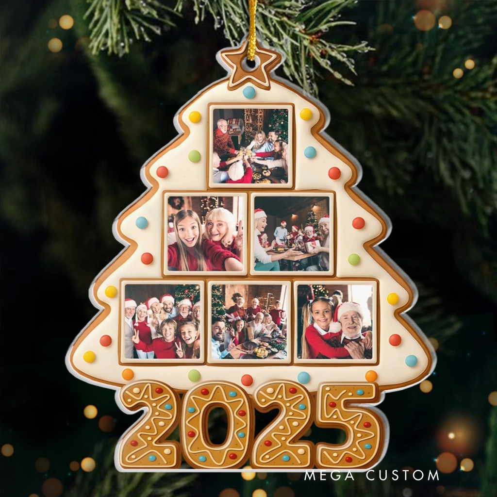 Personalized Photo 2025 Christmas Cookie Ornament for Baker Acrylic Family Christmas Decoration Bakery Ornament Baking Lover Family Christmas Gift