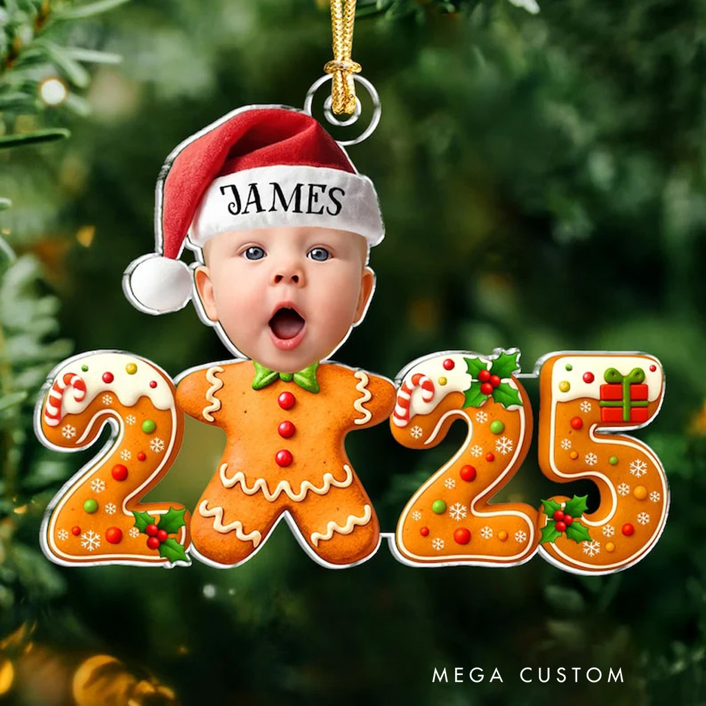 Personalized Face Gingerbread Ornament 2025 Ornament for Kids Boys Girls Baker Acrylic Christmas Decoration Bakery Ornament Baking Lover Christmas Gift