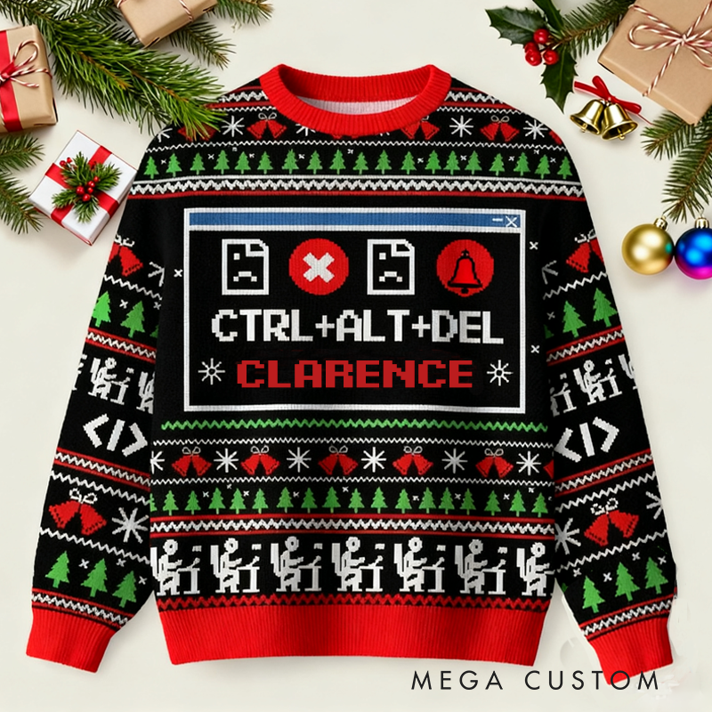 Personalized Funny Computer Ugly Christmas Sweater Holiday Tech Gift for Coder It Pro Holiday Party Christmas Sweater Coder Xmas Keepsake