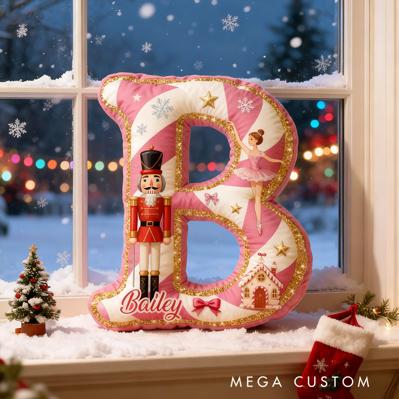 Personalized Nutcracker Ballet Candy Alphabet Shaped Pillow for Dance Lovers Initial Pillow Christmas Gift for Kids
