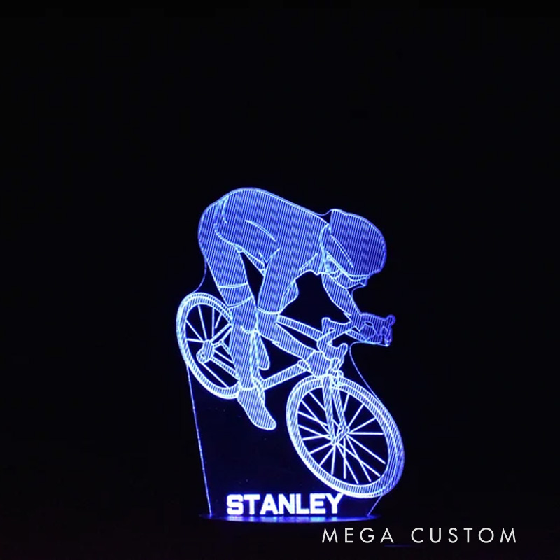 Personalized Racing Bike LED Night Light Custom Name Bicycle Led Lamp Biker Birthday Gift Cyclist Bedroom Decor Cycling Sign Engraved Bike Lamp