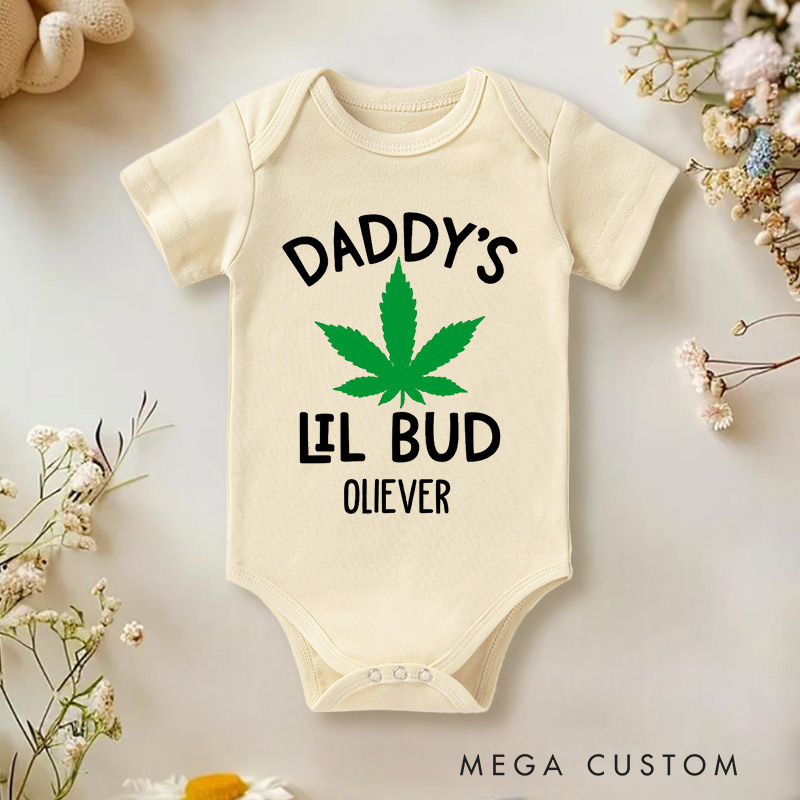 Personalized Daddy's Lil Bud Baby Onesie Funny Baby Gift