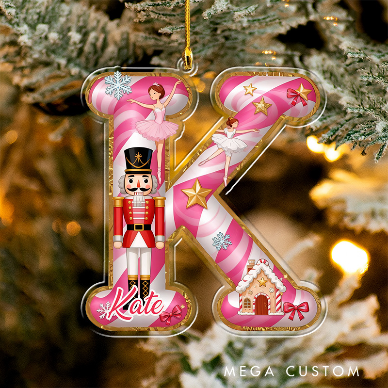 Personalized Nutcracker Ballet Candy Alphabet Acrylic Ornament for Dance Lovers Ornament Christmas Gift for Kids