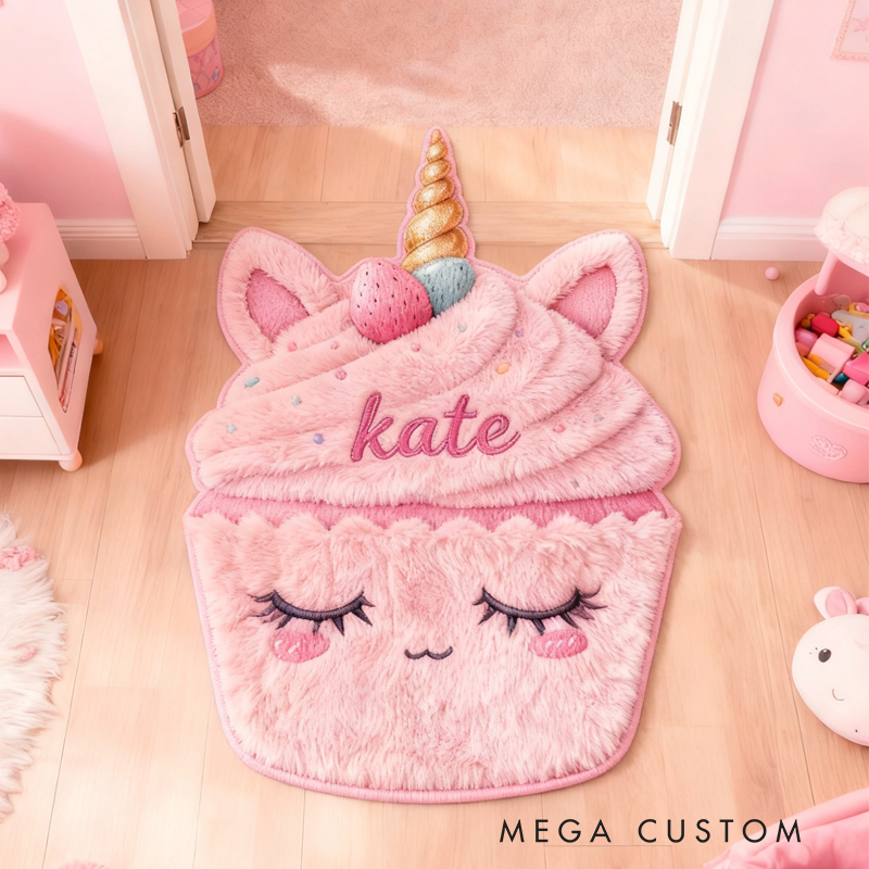 Personalized Cartoon Cake Hourse with Name Soft Rug Christmas Gift for Kids Rug Birthday Gifts for Kids