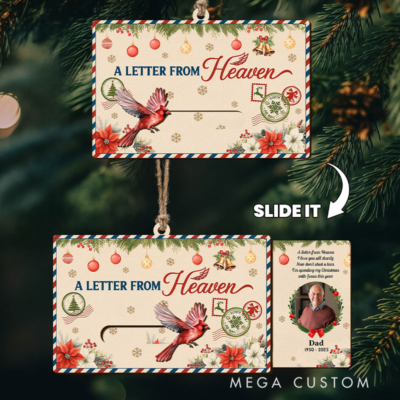 Personalized Wooden Slider Photo Ornament A Letter From Heaven Memorial Gifts Christmas Ornament