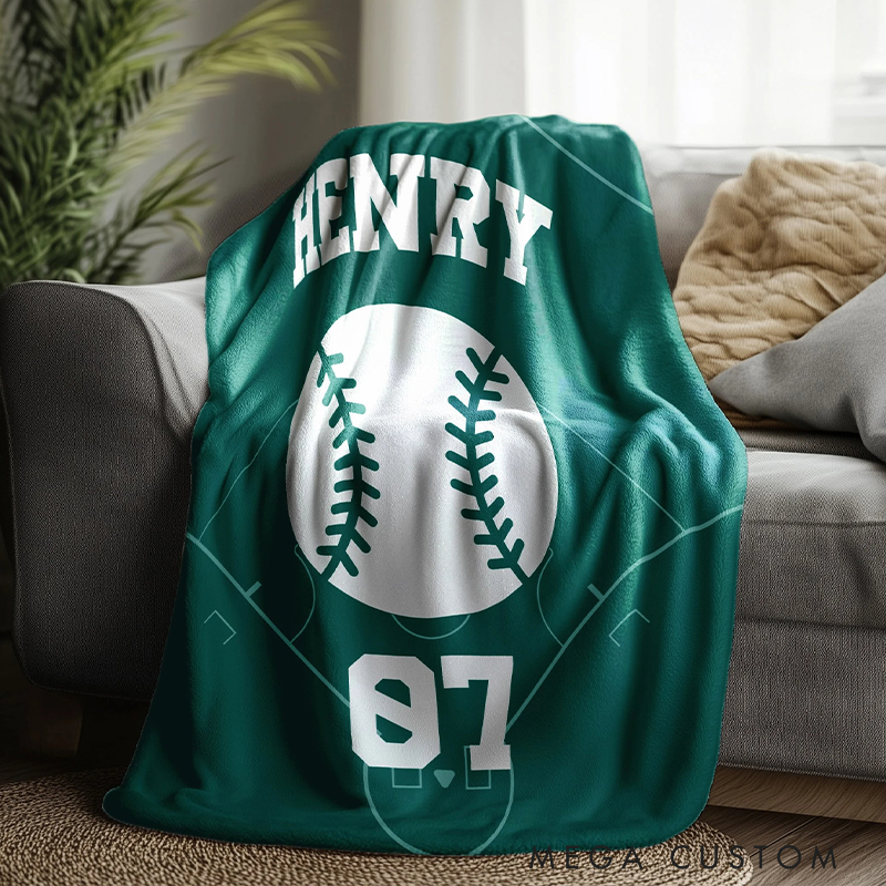  Personalized Athlete Blanket Customizable Name and Sport Graphic 