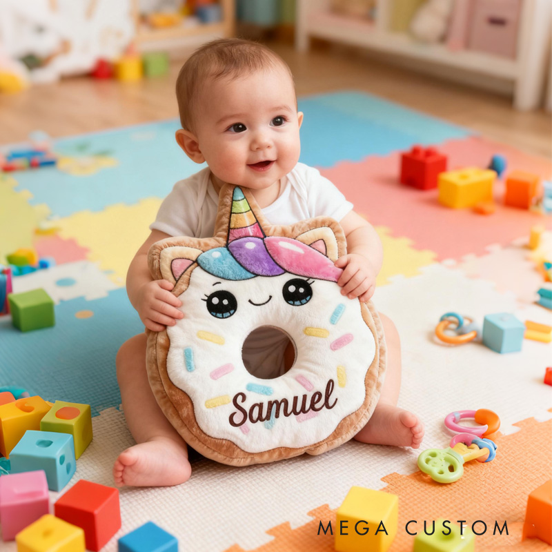 Personalized Cute Horse Donut Throw Pillow Graphic 3D Print Donut Pillow with Name for Kids Boys Girls Baker Gift 