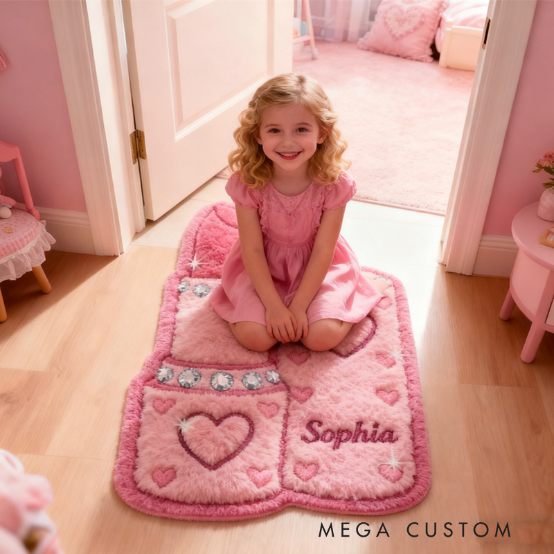Personalized Glittery Lipstick with Name Soft Rug Christmas Gift for Kids Rug Birthday Gifts for Kids