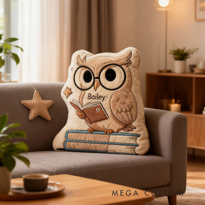 Personalized Wise Owl Book Buddy Pillow Graphic 3D Print Gift for Reading Lovers