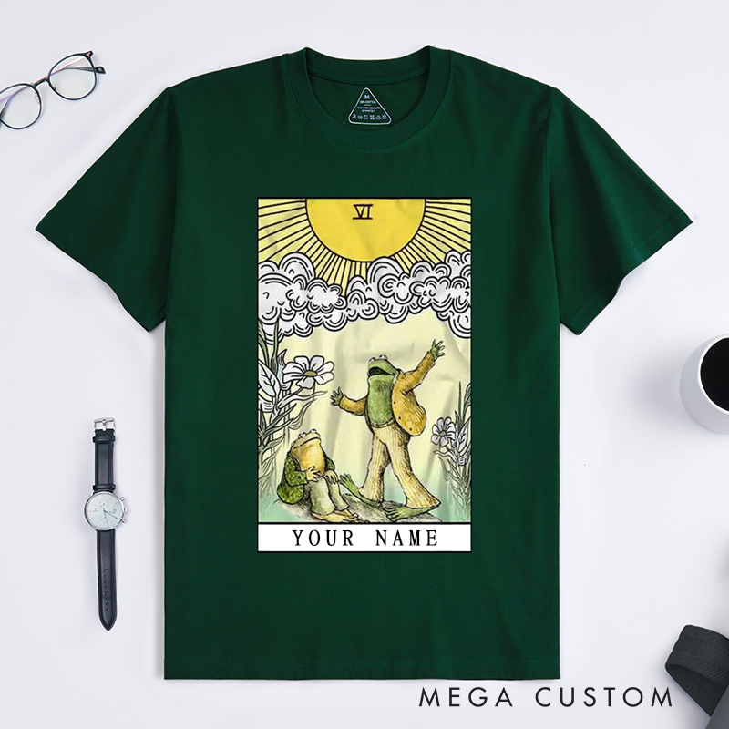 Personalized Tarot Lovers Classic T-Shirts Frog & Star The Lovers Tarot Card T-Shirts Gift For Womens Mens Unisex