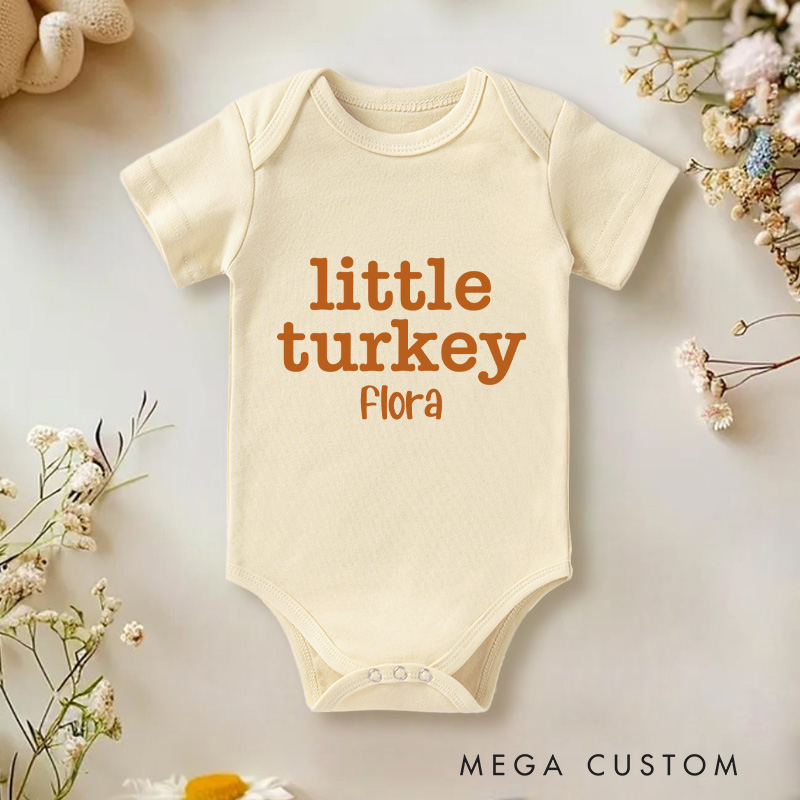 Personalized Little Turkey Baby Onesie Thanksgiving Baby Gift
