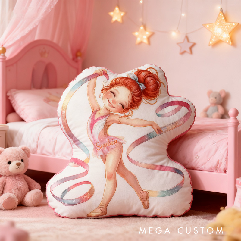 Personalized Watercolor Gymnastic Gril Shaped Pillow for Gymnastic Lovers Pillow Christmas Gift for Kids