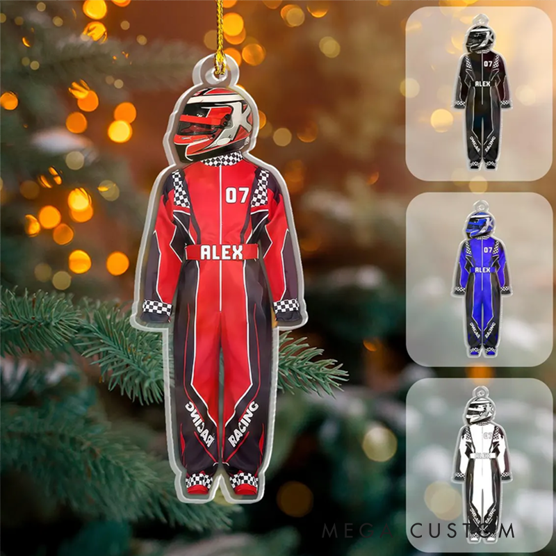 Personalized Racer Suit Ornament Customizable Design Gift Acrylic Ornament for Racing Motorsport Enthusiasts