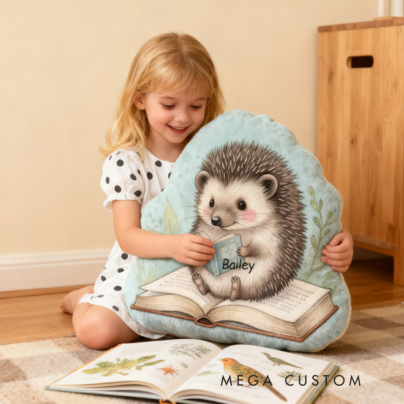 Personalized Dreamy Hedgehog Story Pillow Graphic 3D Print Gift for Reading Lovers
