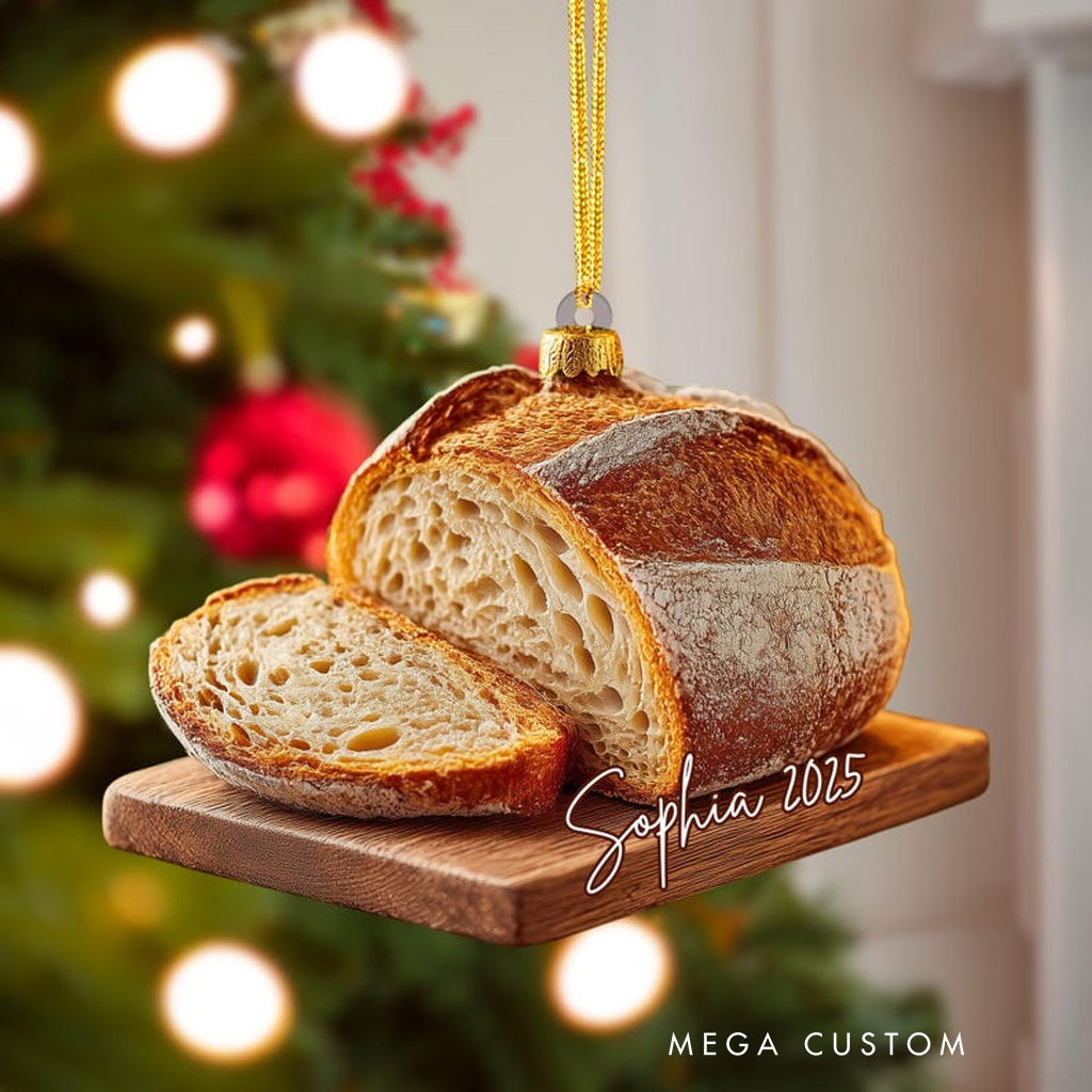 Personalized Sourdough Bread Christmas Ornament Rustic 2D Acrylic Ornament for Baker Christmas Keepsake Baking Lover Christmas Gift