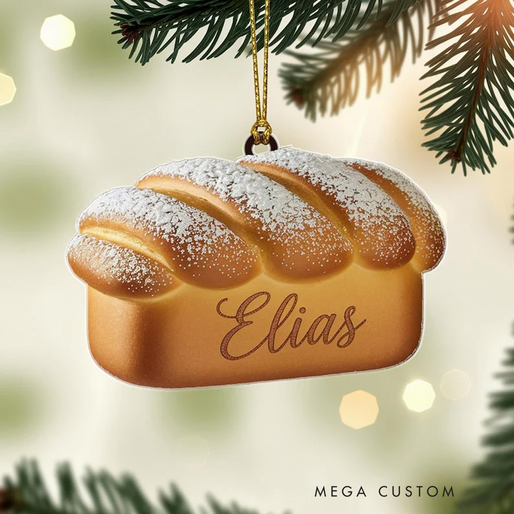 Personalized Bread Loaf Christmas Ornament 2D Acrylic Tree Hanging Decor Food Lover Hanging Ornament Gift For Baker Baking Lover Christmas Gift