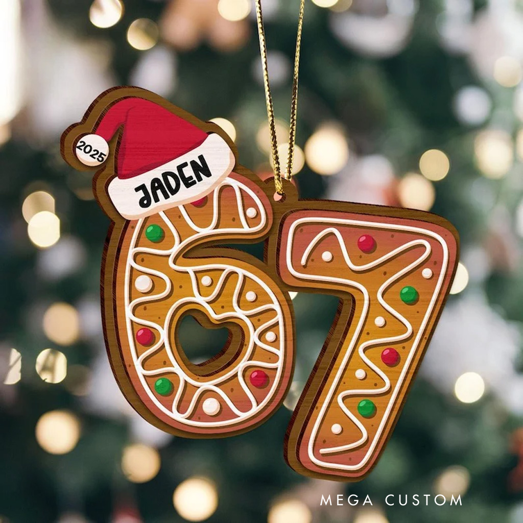 Personalized Six Seven Christmas Ornament 2D Acrylic Teen Slang Ornament Gift For Funny Teenager Ornament Gen Z Teenager Tween Ornament Christmas Gift