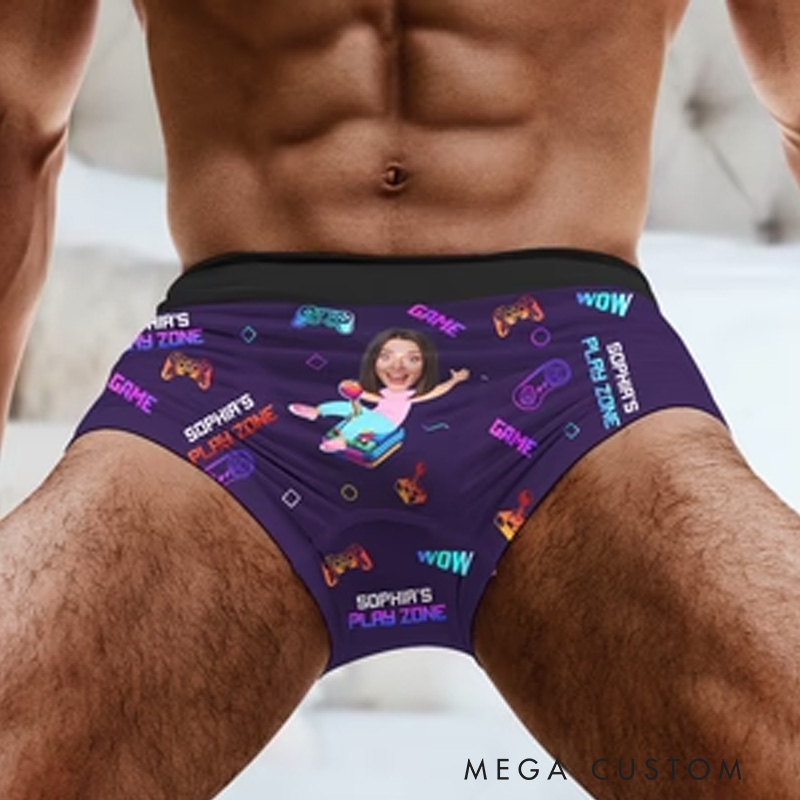 Personalized Couple Game Lover Boxer Briefs Custom Name Photo Boxer Briefs Gift for Game Geek Lover