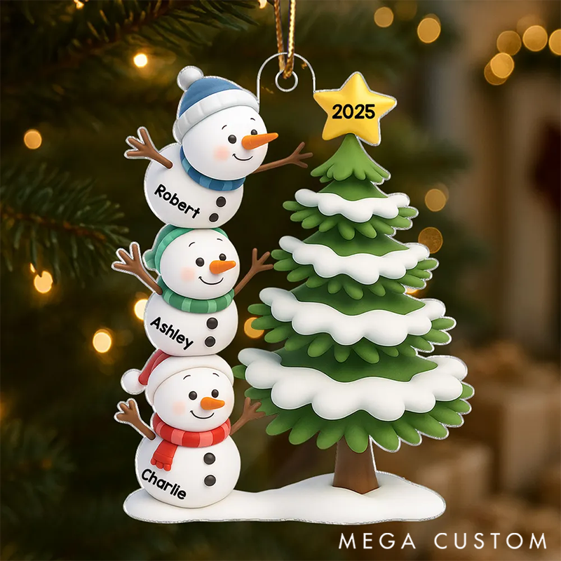Personalized Snowman Family Christmas Tree Ornaments Gift for Family