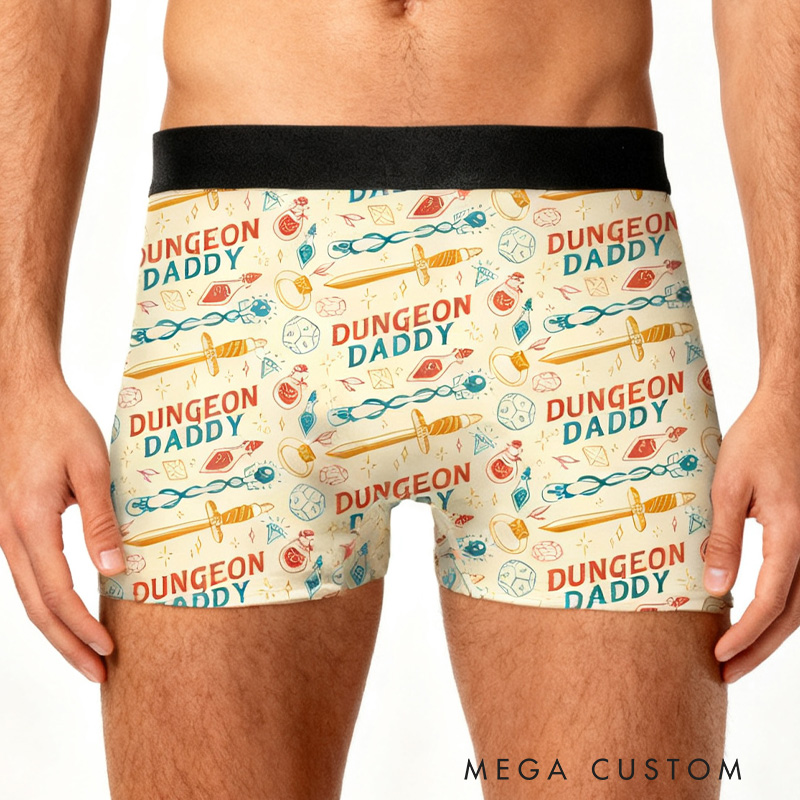 Personalized Rpg-Inspired Fun Boxer Briefs Custom Dnd Daddy Game Lover Boxer Briefs Gift for Game Geek Lover