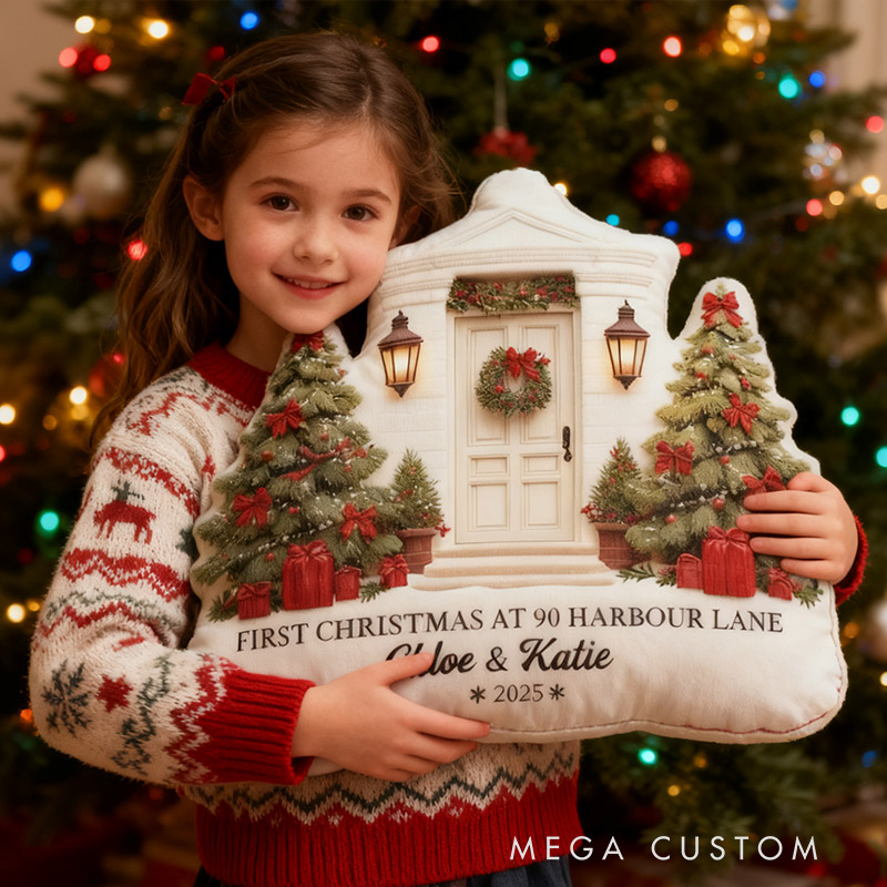 Personalized First Christmas New Home Throw Pillow First Home Pillow Custom House Address Pillow New Home Gift Christmas Gift Housewarming Gift