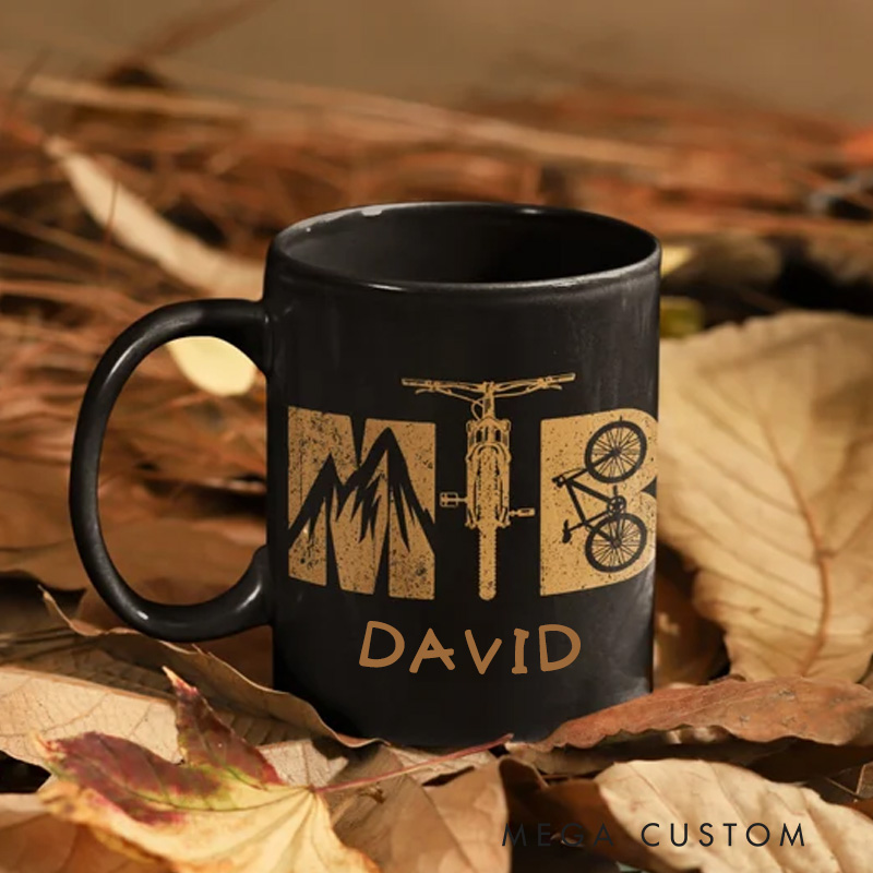 Personalized MTB Coffee Mug Mountain Bike Gift for Cyclist for Biker Cycling Riding Lovers