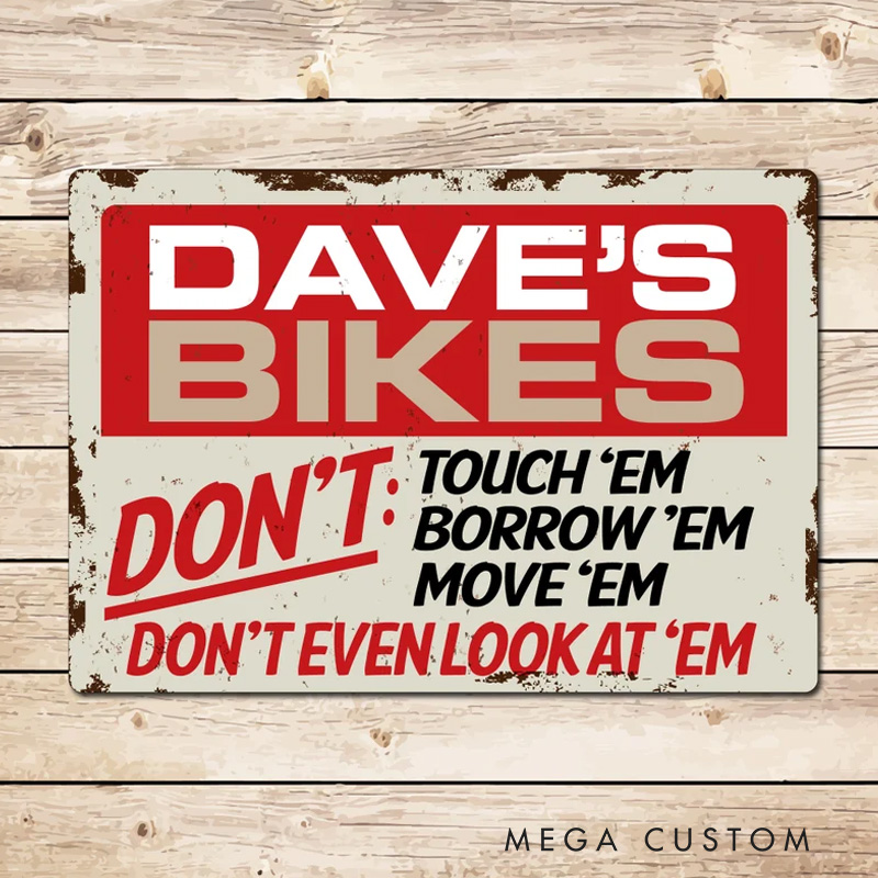Personalized Bike Rules Vintage Metal Sign Mancave Garage Decor Birthday Fathers Day Christmas Gift for Dad Grandad Husband for Cycling Riding Lovers