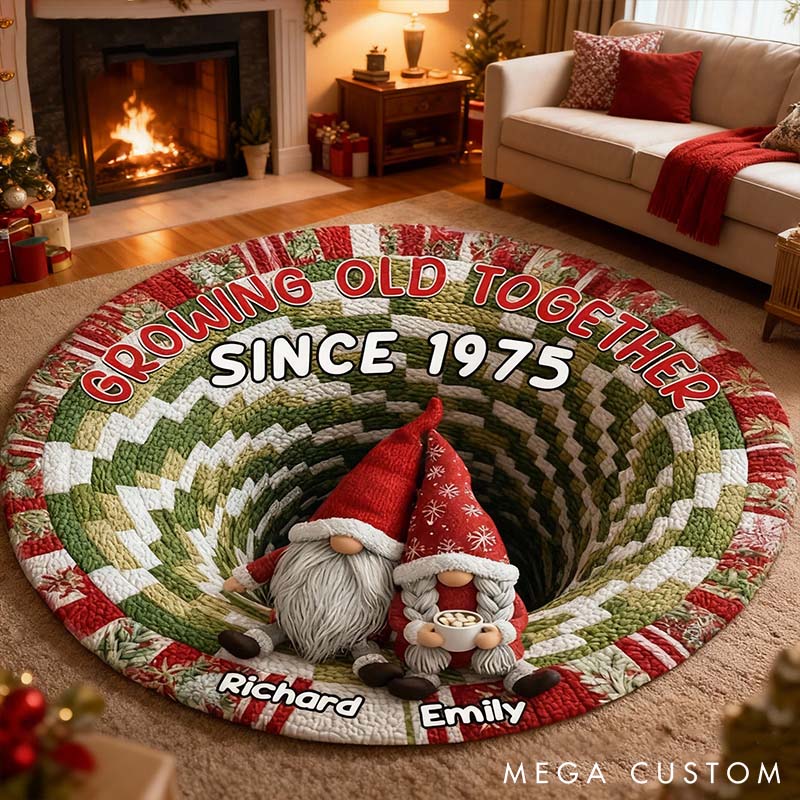 Personalized Gnome Couple Round Mat Christmas Gifts for Couple Gnome Mat with Name for Husband Wife Couple Anniversary Gift