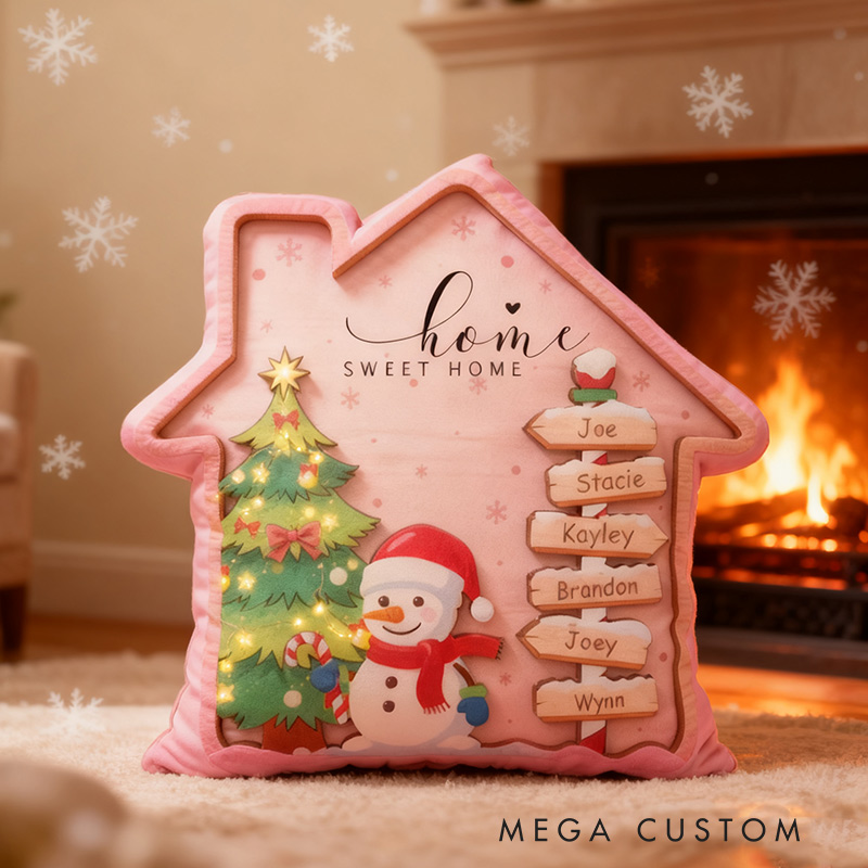 Personalized Family House 2025 Christmas Pillow Custom Family Name Christmas Holiday Throw Pillows Housewarming Gift
